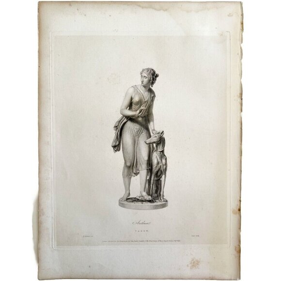 Arethusa 1834 Engraving Carew Victorian Art Greyhound Mythology DWBB3 - Picture 2 of 2